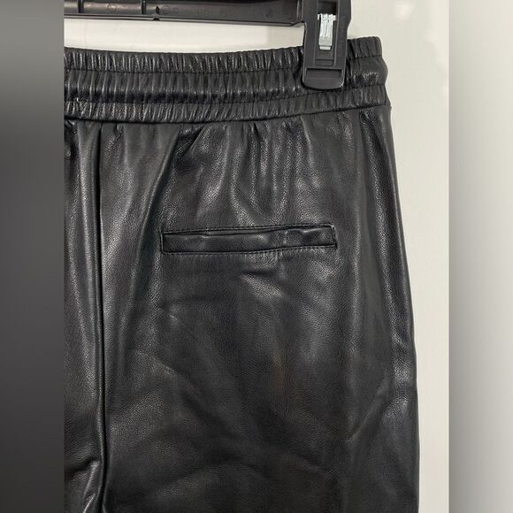 NWT Avec Les Filles Anthropologie Black Vegan Faux Leather Jogger Pants Size XS - Picture 5 of 13